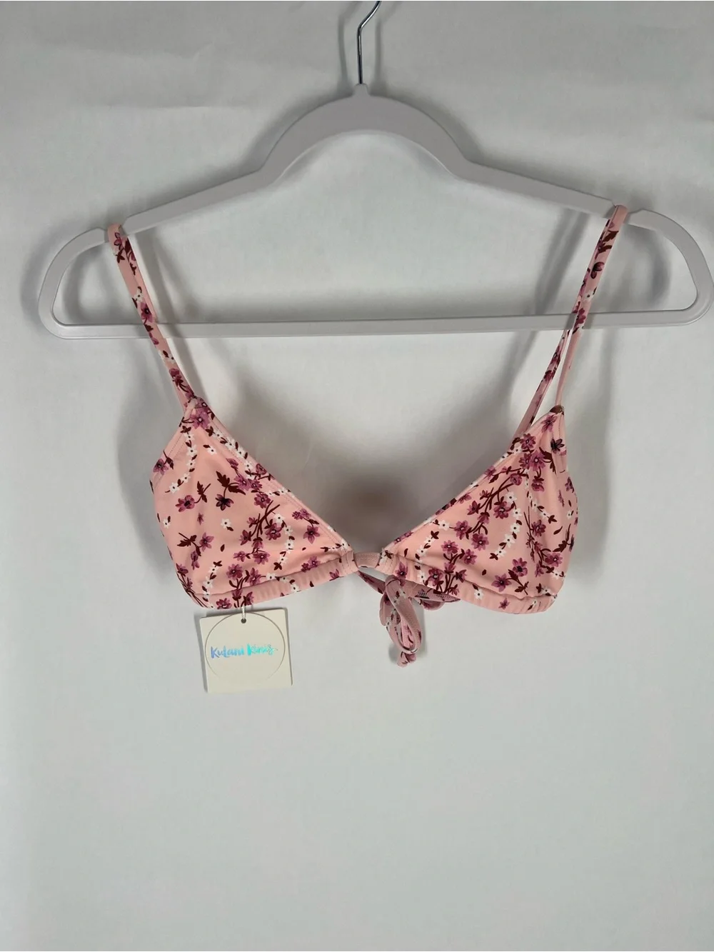 Kulani Kinis Angel Baby Bralette Bikini Top Pink Floral Size S NWT